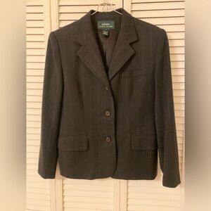 Lauren Ralph Lauren Wool Blazer Womens Size 8 Charcoal Gray Pinstripe Old Money